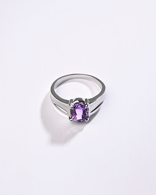 Elegant Amethyst (Jamunia) Ring – 925 Silver - #1111N4