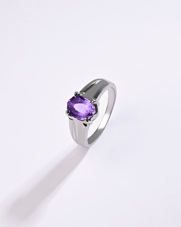 Elegant Amethyst (Jamunia) Ring – 925 Silver - #1111N4