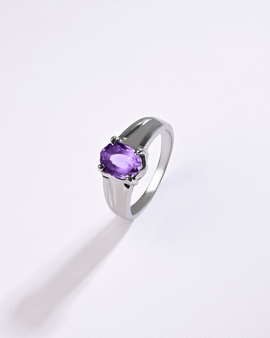 Elegant Amethyst (Jamunia) Ring – 925 Silver - #1111N4