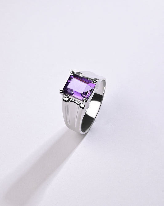 Amethyst (Jamunia) Ring – Pure 925 Silver - #1111N4 Sq