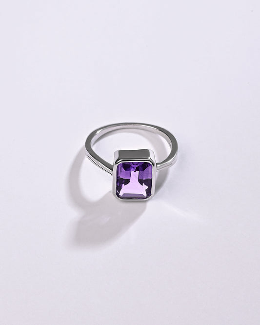 Amethyst (Jamunia) Ring – 925 Silver - #1201B Sq
