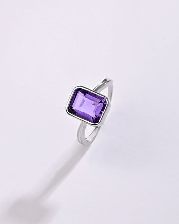 Amethyst (Jamunia) Ring – 925 Silver - #1201B Sq