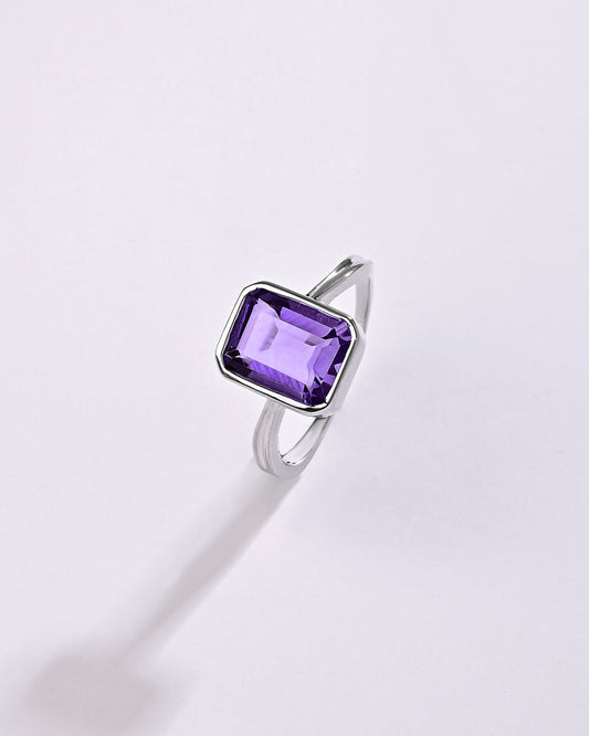 Amethyst (Jamunia) Ring – 925 Silver - #1201B Sq