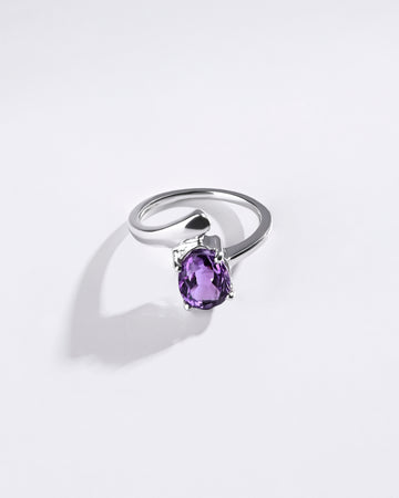 Bold Amethyst (Jamunia) Ring – 925 Silver - #1202N4