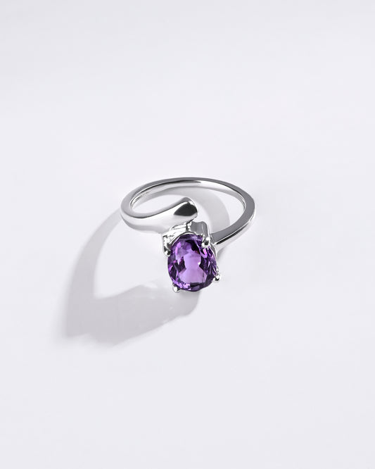 Bold Amethyst (Jamunia) Ring – 925 Silver - #1202N4