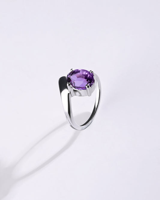 Bold Amethyst (Jamunia) Ring – 925 Silver - #1202N4