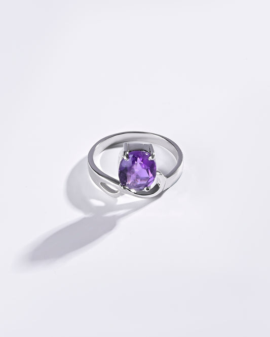 Daily-Wear Amethyst (Jamunia) Ring – 925 Silver - #1110N4