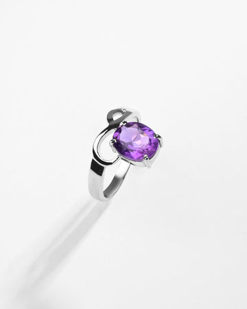 Daily-Wear Amethyst (Jamunia) Ring – 925 Silver - #1110N4