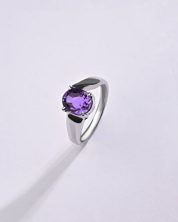 Statement Amethyst (Jamunia) Ring – 925 Silver - #1203N4