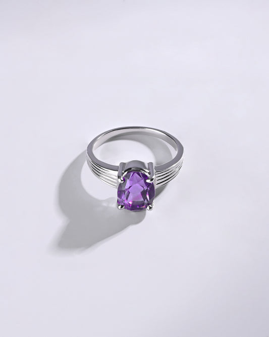 Designer Amethyst (Jamunia) Ring – 925 Silver - #1225N4