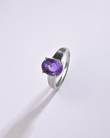 Designer Amethyst (Jamunia) Ring – 925 Silver - #1225N4