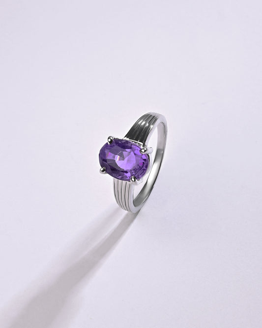 Designer Amethyst (Jamunia) Ring – 925 Silver - #1225N4