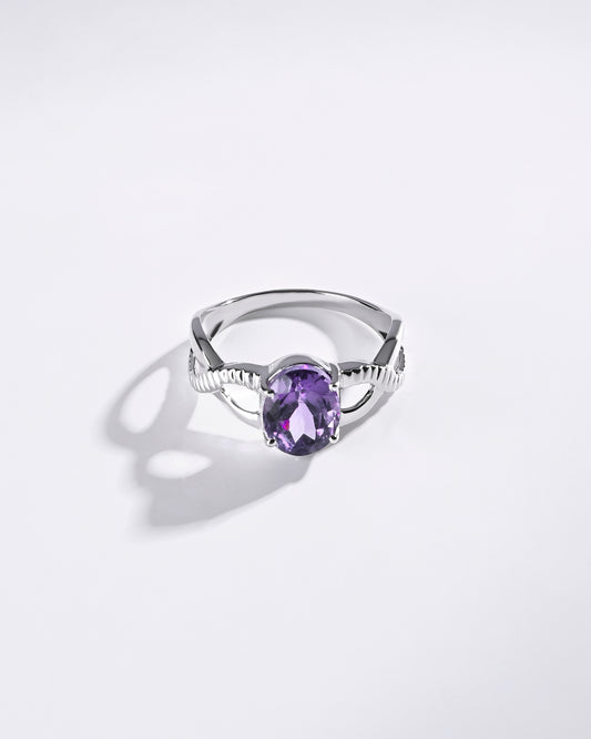 Amethyst (Jamunia) Ring – 925 Silver - #1104N4