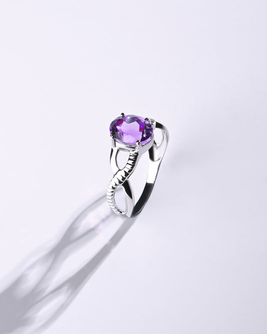 Amethyst (Jamunia) Ring – 925 Silver - #1104N4