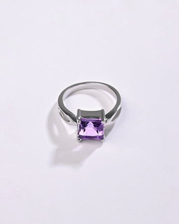 Amethyst (Jamunia) Ring – 925 Silver Minimalist - #1102N4 Sq