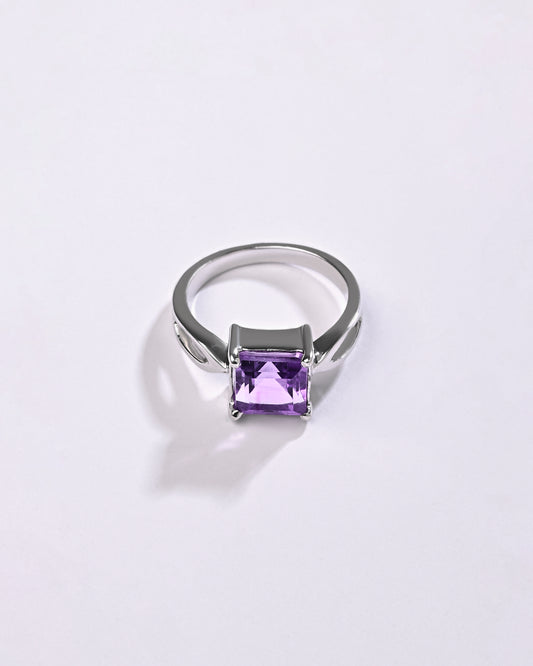 Amethyst (Jamunia) Ring – 925 Silver Minimalist - #1102N4 Sq