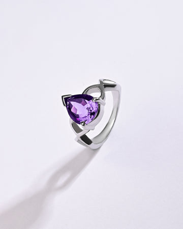 Classic Amethyst (Jamunia) Ring – 925 Silver - #1105N3 Drop
