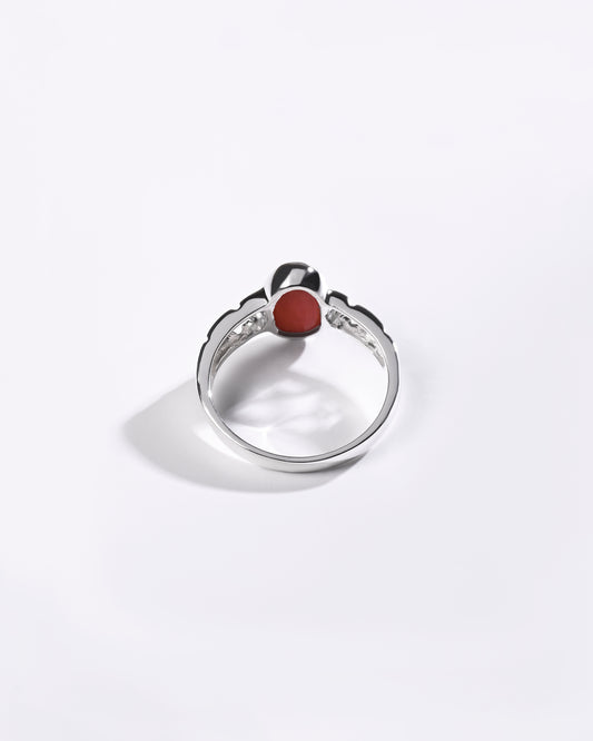 Deep Coral (Moonga) Ring – 925 Silver Elegance - #1219HB