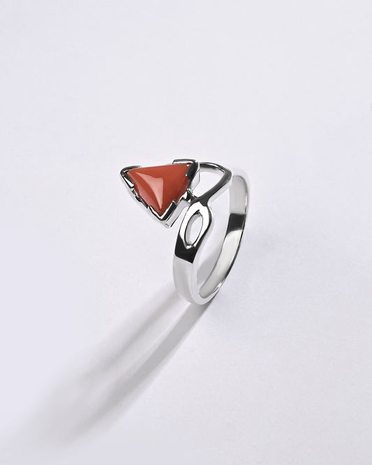 Coral (Moonga) Ring – 925 Silver Essential - #1110N3 Tr