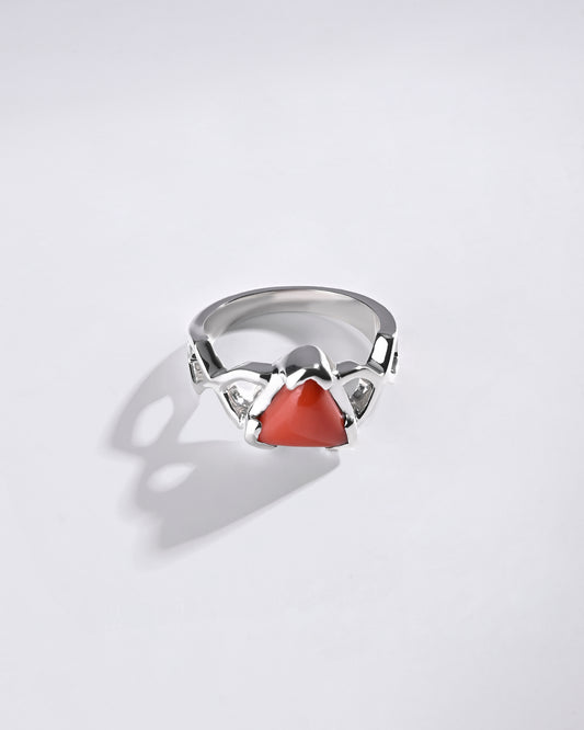 Coral (Moonga) Ring – 925 Silver Everyday - #1105N3 Tr
