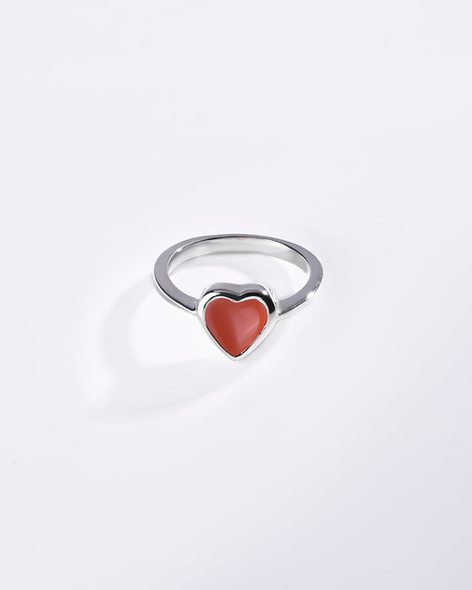 Rich Coral (Moonga) Ring – 925 Silver - #1218B Hr