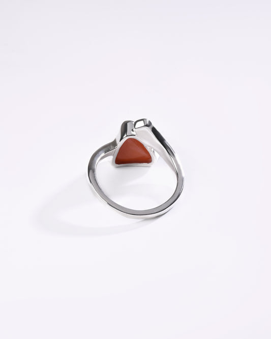 Coral (Moonga) Ring – 925 Silver Artistry - #1202N3 Tr