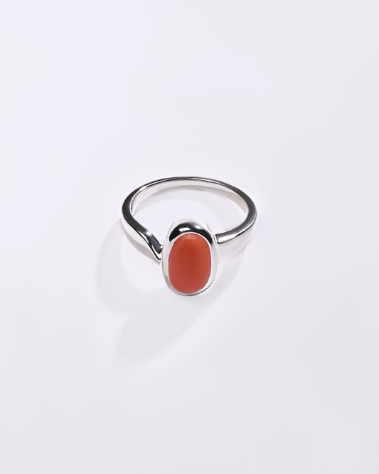 Bold Coral (Moonga) Ring – 925 Silver - #1203B