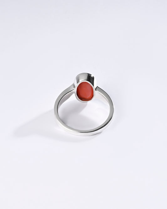 Bold Coral (Moonga) Ring – 925 Silver - #1203B