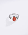 Coral (Moonga) Ring – 925 Silver Precision Cut - #1134B
