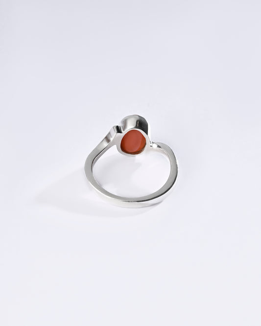 Coral (Moonga) Ring – 925 Silver Balanced Energy - #1152B