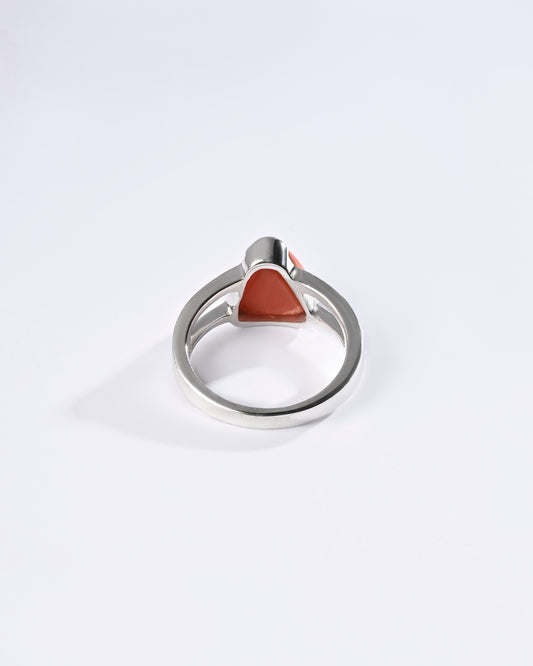 Coral (Moonga) Ring – 925 Silver Polished - #1150N3 Tr
