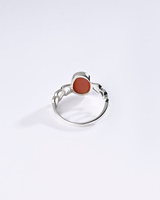 Coral (Moonga) Ring – 925 Silver Signature - #1149B