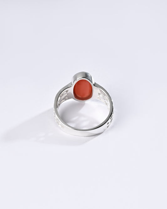 Coral (Moonga) Ring – 925 Silver Essential Harmony - #1162B