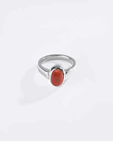 Royal Coral (Moonga) Ring – 925 Silver Golden Hue - #1200B