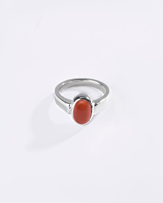 Royal Coral (Moonga) Ring – 925 Silver Golden Hue - #1200B
