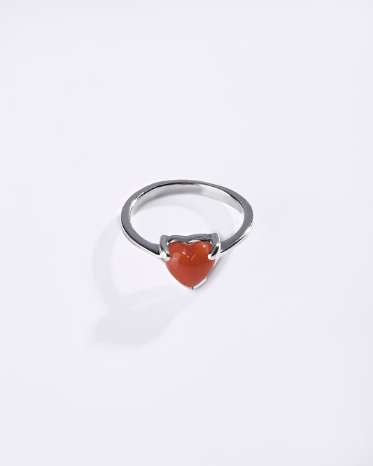 Statement Coral (Moonga) Ring – 925 Silver - #1218N3 Hr