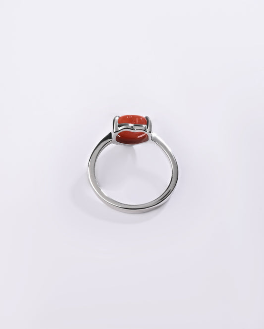 Statement Coral (Moonga) Ring – 925 Silver - #1218N3 Hr