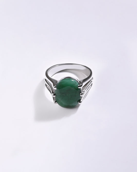 Classic Emerald (Panna) Ring – 925 Silver - #1237N6