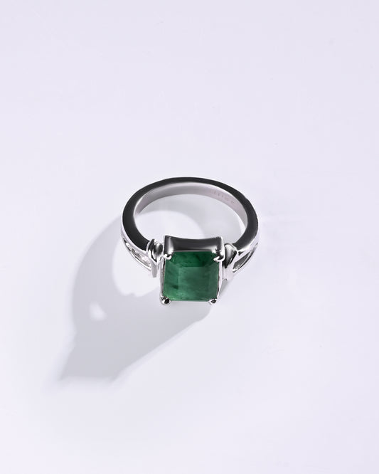 Vedic Emerald (Panna) Ring – 925 Silver - #1148N4 Sq