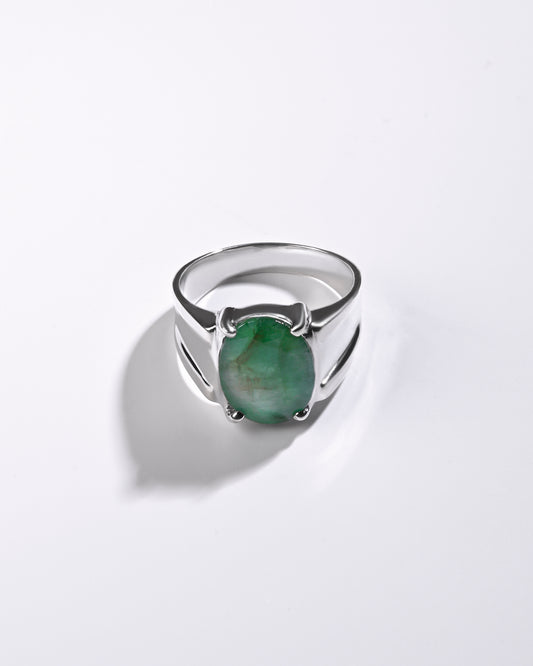 Daily Wear Emerald (Panna) Ring – 925 Silver - #1111N4