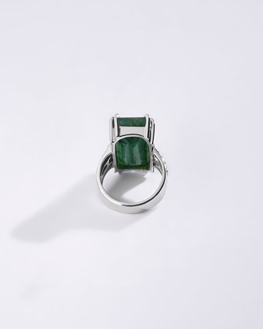 Natural Emerald (Panna) Ring – 925 Silver - #1236N8 Re