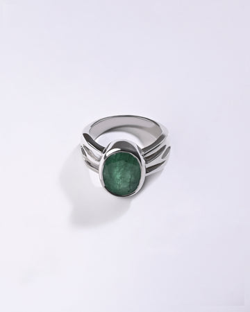 Daily Wear Emerald (Panna) Ring – 925 Silver - #1244B