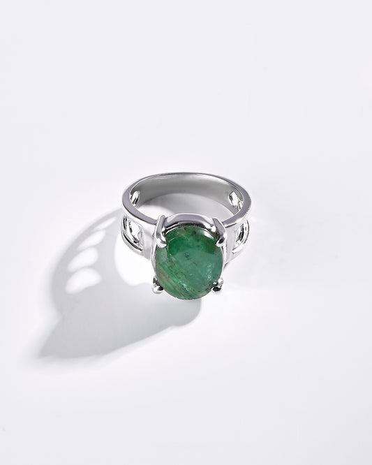 Classic Emerald (Panna) Ring – 925 Silver - #1107N4