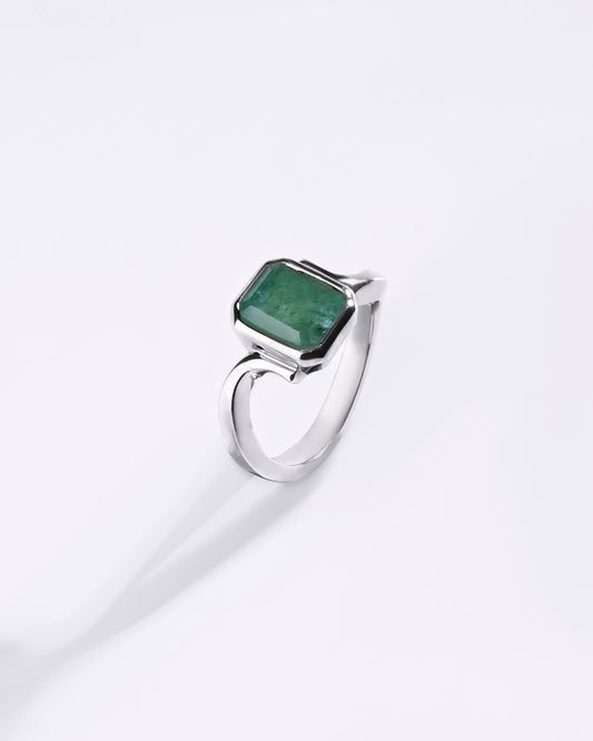 Steady Emerald (Panna) Ring – 925 Silver - #1152B Sq