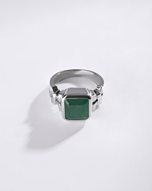 Refined Emerald (Panna) Ring – 925 Silver - #1199B Sq