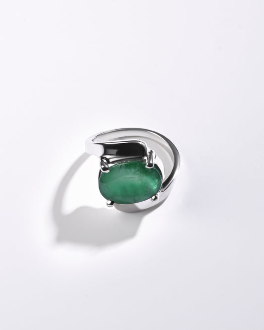 Emerald (Panna) Ring – Pure 925 Silver - #1138N4