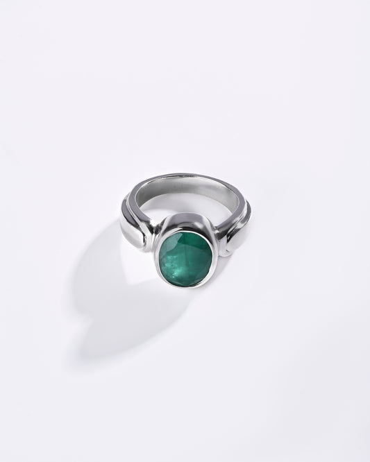 Emerald (Panna) Ring – 925 Silver Precision - #1101B