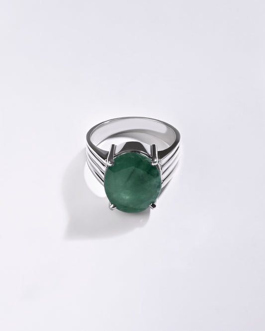 Certified Emerald (Panna) Ring – 925 Silver - #1228N4