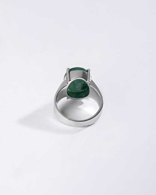 Certified Emerald (Panna) Ring – 925 Silver - #1228N4