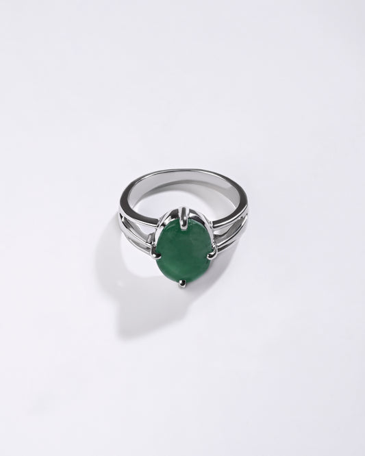 925 Silver Emerald (Panna) Ring – Pure Design - #1242N4
